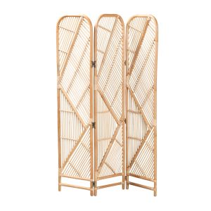 Firenze Modern Bohemian Natural Brown Rattan Room Divider
