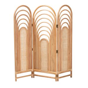 Golda Modern Bohemian Natural Brown Rattan Room Divider