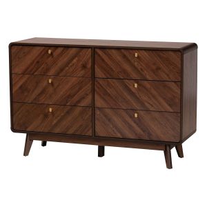 Markell Modern Transitional Walnut Brown Finished Wood 6-Drawer Dresser