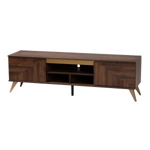 Graceland Mid-Century Transitional Walnut Brown Finished Wood 2-Door TV Stand