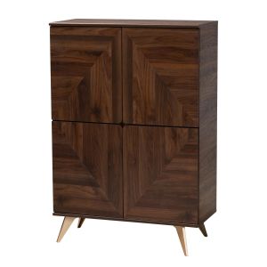 Graceland Mid-Century Modern Transitional Walnut Brown FinishWood Shoe Cabinet