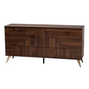 Graceland Modern Transitional Walnut Brown Finished Wood 6-Drawer Dresser