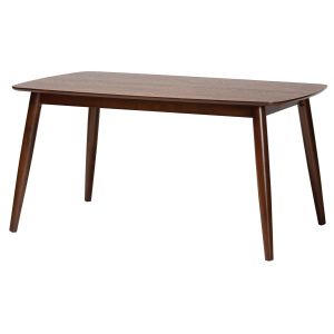 Flora Mid-Century Modern Walnut Brown Finished Wood Dining Table