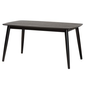 Flora Mid-Century Modern Black Finished Wood Dining Table