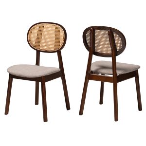 Darrion Grey Fabric and Walnut Brown Finished Wood 2-Piece Dining Chair Set