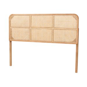 Lainer Natural Brown Finished Bayur Wood and Bamboo Queen Size Headboard