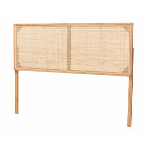 Aurelia Modern Natural Brown Finished Bayur Wood and Rattan Queen Headboard