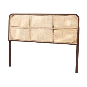 Lainer Dark Brown Finished Bayur Wood and Natural Bamboo Queen Size Headboard