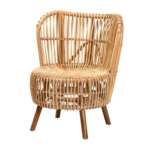 Nagoya Modern Bohemian Natural Rattan Wide Seat Lounge Chair