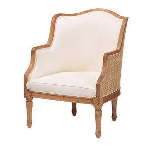 Elizette Traditional French Beige Fabric and Honey Oak Finish Wood Accent Chair