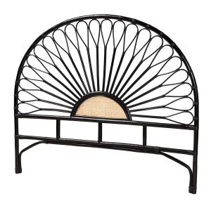 Perenna Two-Tone Black and Natural Brown Rattan King Size Standalone Headboard