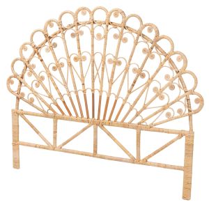 Rasima Modern Bohemian Natural Brown Rattan Queen Size Standalone Headboard