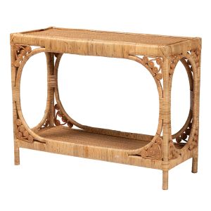 Ramona Modern Bohemian Light Honey Rattan Console Table