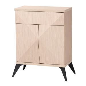 Draper Mid-Century Two-Tone Light Brown and Black Wood 2-Door Sideboard Buffet