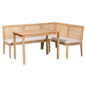 Kalimantan Bohemian Light Honey Rattan 3-Piece Dining Nook Set
