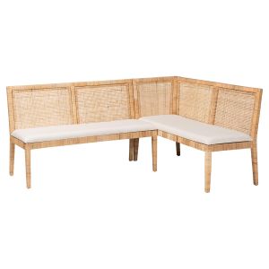 Kalimantan Bohemian Light Honey Rattan 2-Piece Banquette Set