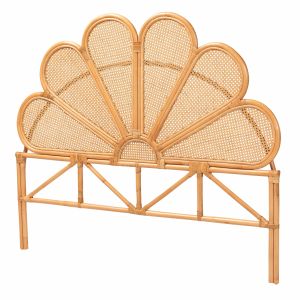 Flower Modern Bohemian Honey Rattan King Size Standalone Headboard