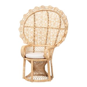 Hecate Modern Bohemian Natural Brown Rattan Peacock Chair