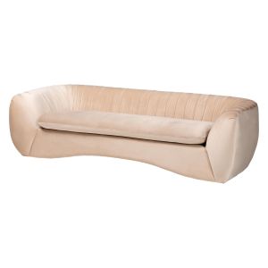 Adanna Glam and Luxe Champagne Beige Velvet Fabric Sofa