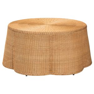 Palm Bohemian Honey Scallop Rattan Coffee Table