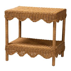Oteria Bohemian Light Honey Scalloped Rattan Side Table