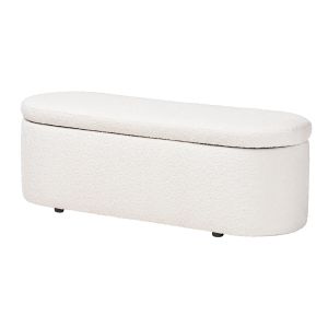 Lavina Modern White Teddy-Bear Fabric Storage Bench