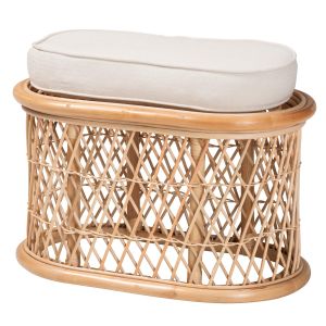 Ladonna Bohemian Natural Rattan Ottoman Footstool
