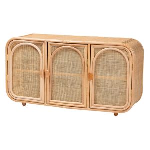 Evania Bohemian Natural Rattan 3-Door Storage Cabinet