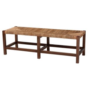 Liza Bohemian Natural Seagrass and Wood Accent Bench