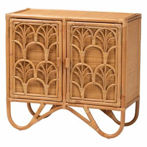 Baylor Bohemian Light Honey Rattan Storage Cabinet
