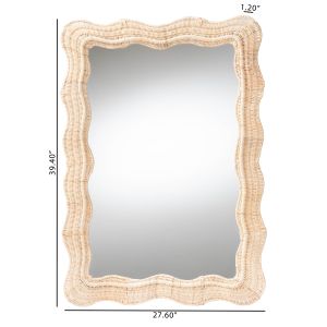 Hasana Bohemian Natural Scallop Rattan Accent Wall Mirror