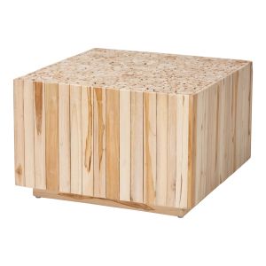 Augusta Bohemian Natural Teak Wood Coffee Table with Unique Repurposed Wood Logs
