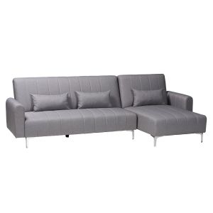 Lanoma Contemporary Slate Grey Fabric Upholstered Convertible Sleeper Sofa
