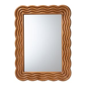 Acantha Modern Walnut Brown Scallop-framed Accent Mirror
