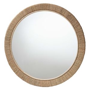 Geralyn Japandi Natural Seagrass Round Wall Mirror