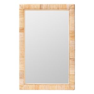 Lankston Bohemian Natural Rattan Rectangle Accent Wall Mirror
