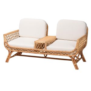Pakis Bohemian Light Honey Rattan Tete-a-Tete Sofa