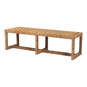 Cipally Bohemian Seagrass and Mahogany Wood Accent Bench