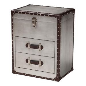 Calidore Vintage Silver Metal 2-Drawer End Table