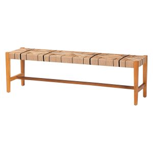Prita Bohemian Paper Loom and Natural Mahogany Wood Dining Bench