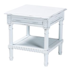 Jeanne Vintage Traditional White Wood End Table