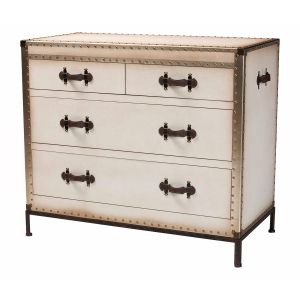Benton Vintage White Canvas 4-Drawer Storage Cabinet