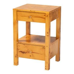 Azmi Modern and Contemporary Natural Light Mappa Burl Wood 2-Drawer Nightstand