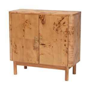 Latika Modern and Contemporary Natural Mappa Burl Wood Storage Cabinet