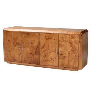 Valora Modern and Contemporary Natural Mappa Burl Wood 4-Door Sideboard Buffet