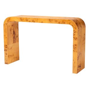 Revelle Modern and Contemporary Natural Light Mappa Burl Wood Console Table