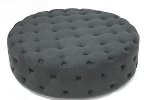 Cardiff Dark Gray Linen Modern Tufted Ottoman