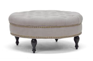 Palfrey Beige Linen Modern Tufted Ottoman