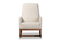 Yashiya Mid-century Retro Modern Light Beige Fabric Upholstered Rocking Chair