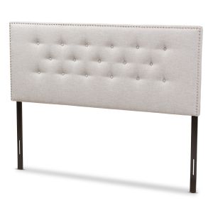 Windsor Modern and Contemporary Greyish Beige Fabric Upholstered Queen Size Headboard